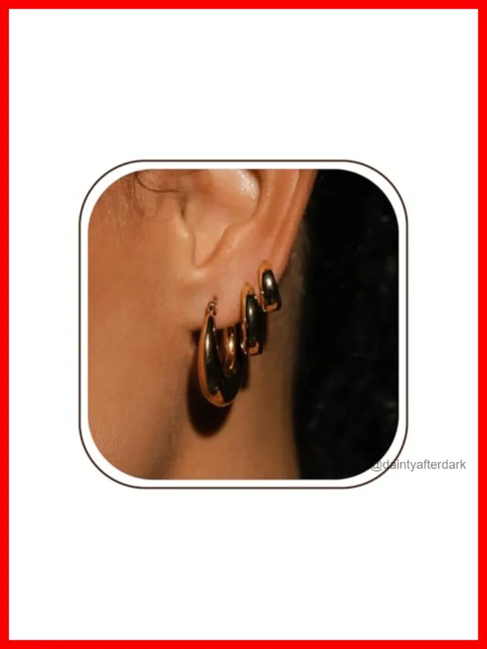Chunky Gold Hoop Earrings 14k Gold Plated Stack Set 3 Pairs Hypoallergenic